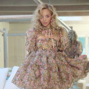 NWOT Selkie Jardin De Fleurs Shrug Puff Mini Dress Size S